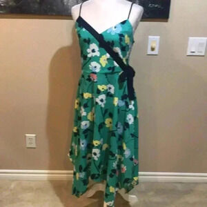 NWT Banana Republic Factory Green Floral Scarf Dress w/Side Zipper & Tie- Size 6